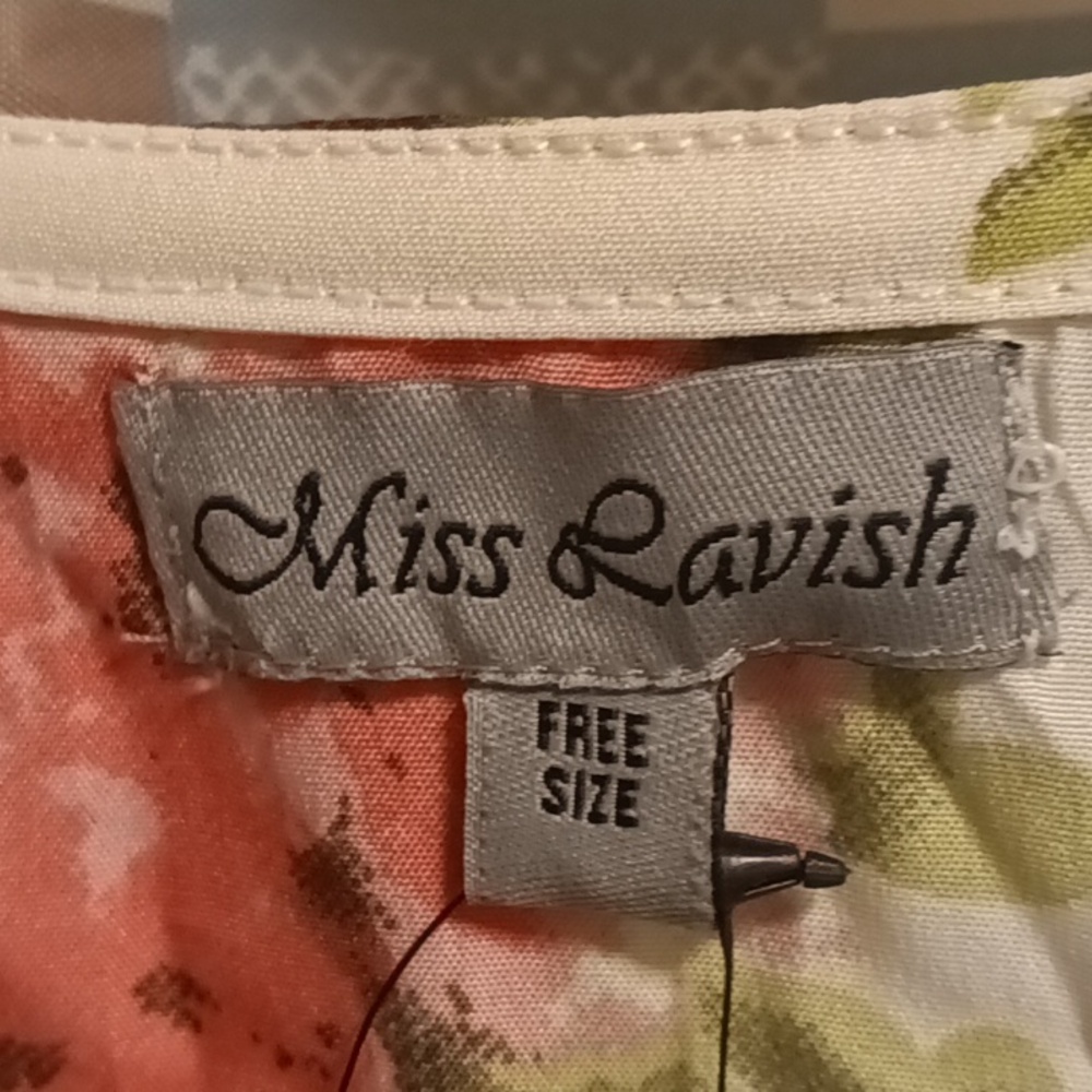 NWT Miss Lavish LONDON floral print cream Kaftan dress w brown trim FS